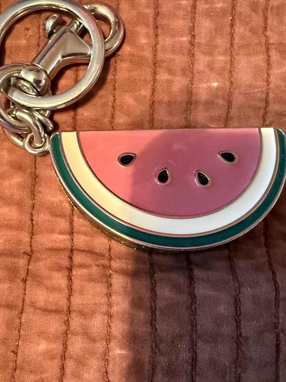 Coach Pink Watermelon Enamel Keychain